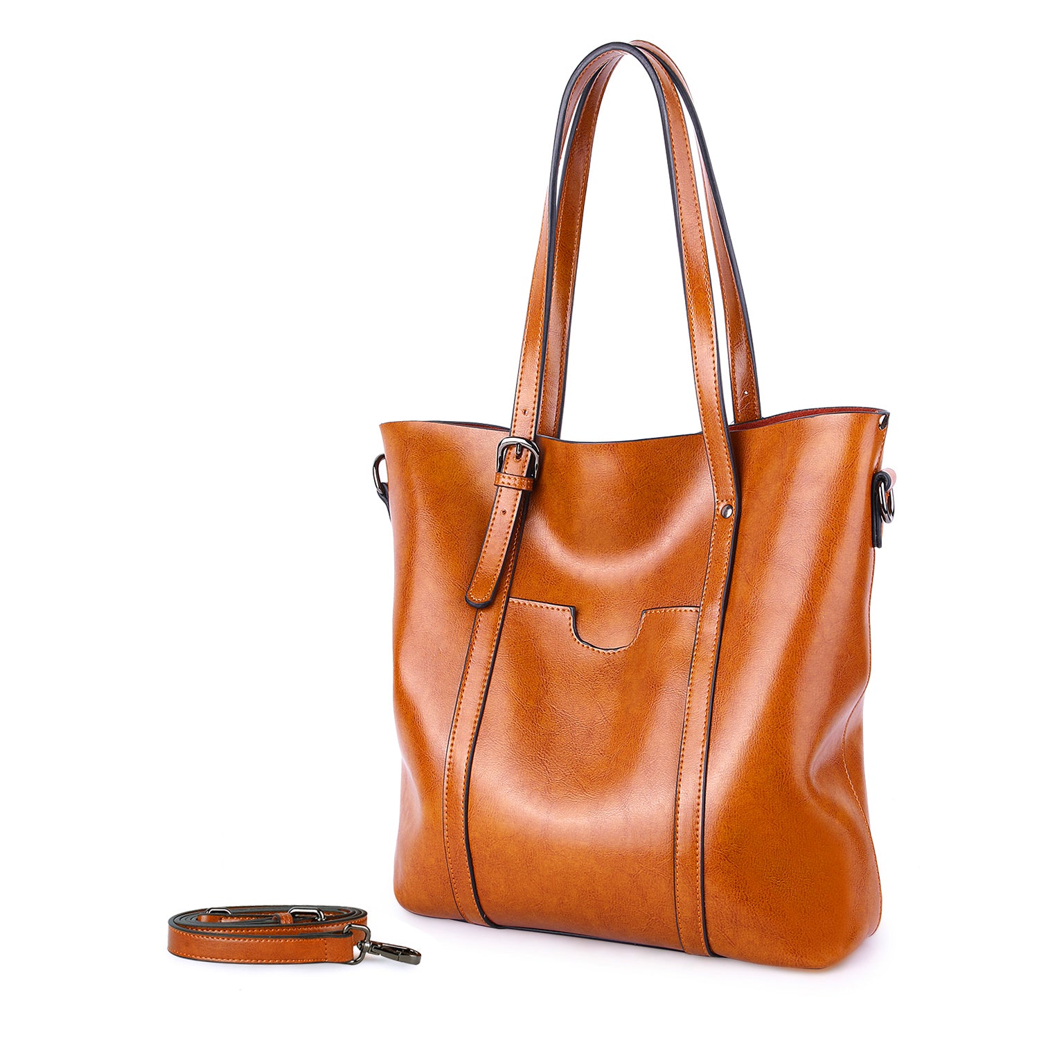 Genuine Leather Tote Women's Shoulder Bag 0925 - Brown
