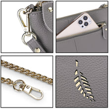 Load image into Gallery viewer, Clutch Wristlet Handbag Genuine Leather w leaf cut RFID Blocking 0590