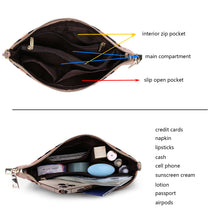 Load image into Gallery viewer, Clutch Wristlet Handbag Genuine Leather w animal print RFID Blocking 0590