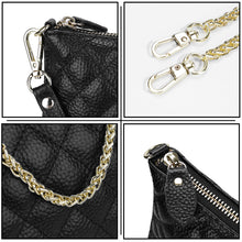 Load image into Gallery viewer, Clutch Wristlet Handbag Genuine Leather Black w check pattern RFID Blocking 0590