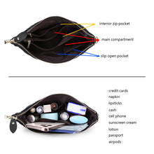 Load image into Gallery viewer, Clutch Wristlet Handbag Genuine Leather Black w check pattern RFID Blocking 0590