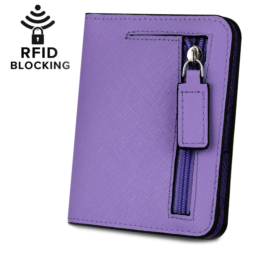 Genuine Leather Short Wallet w cross pattern RFID Blocking 0732