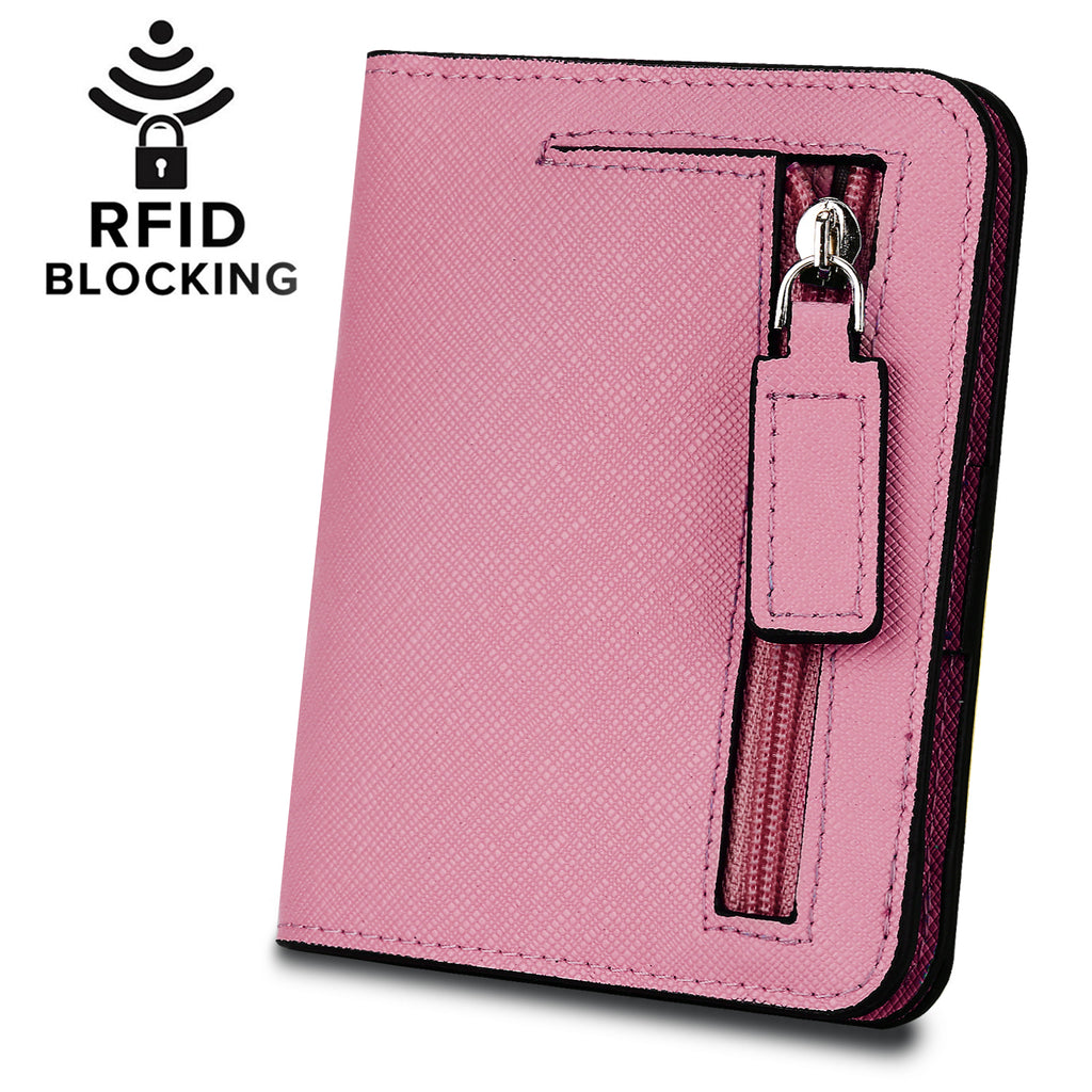 Genuine Leather Short Wallet w cross pattern RFID Blocking 0732