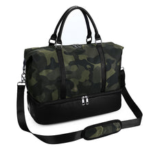 Load image into Gallery viewer, PU Leather Green Camo Travel Tote Bag 1051
