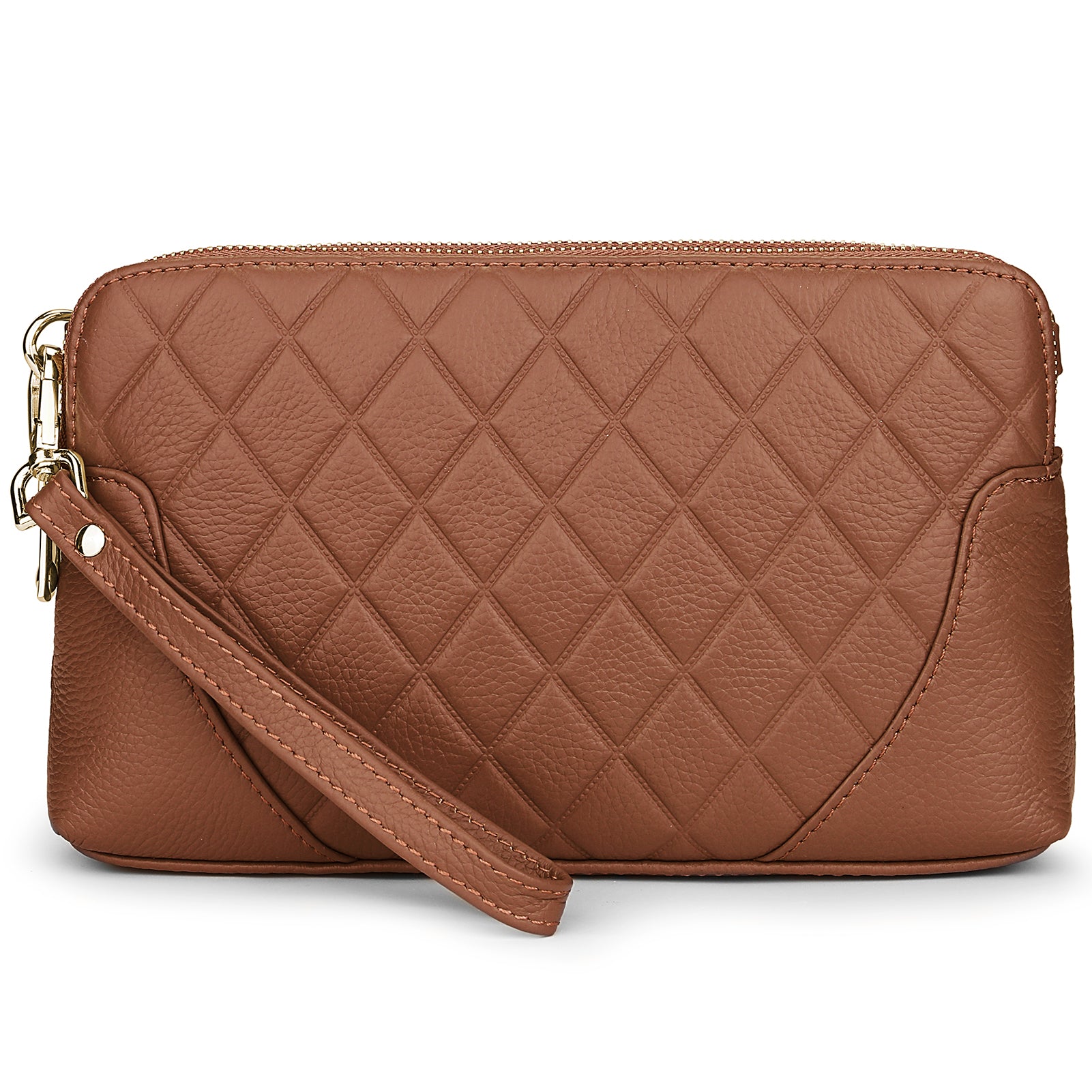  Women Quilted Crossbody Bag Genuine Leather Clutch